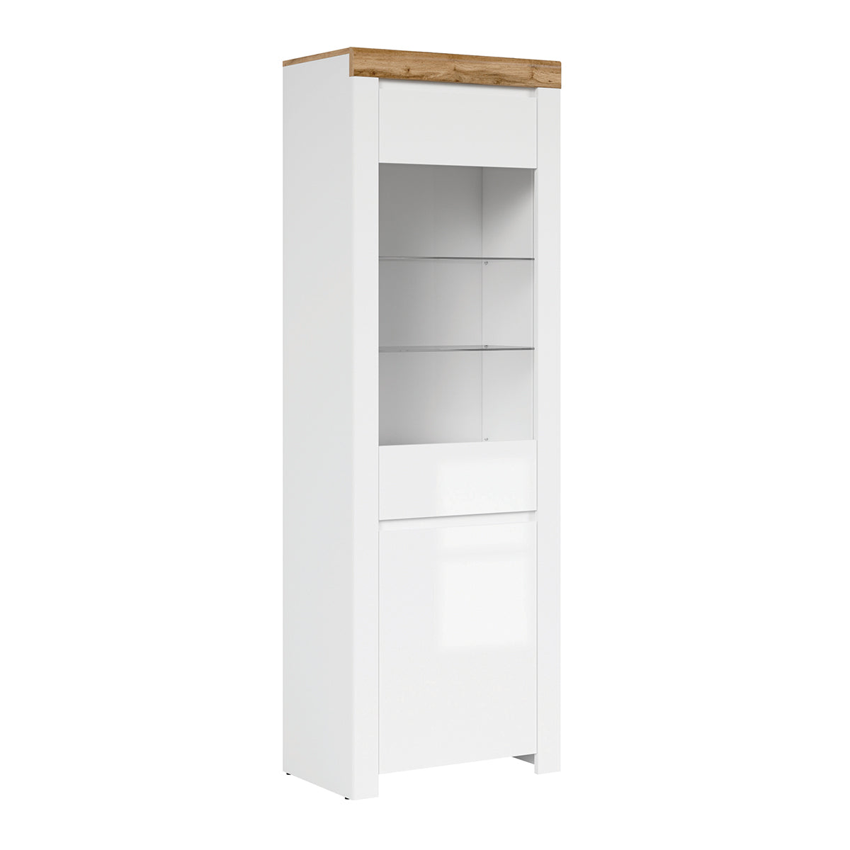 Vitrina de 2 portas hella blanc e madeira