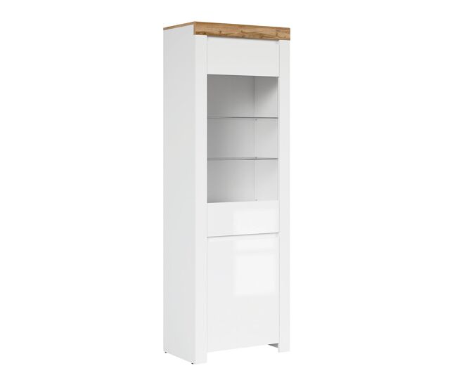 Vitrina de 2 portas hella blanc e madeira