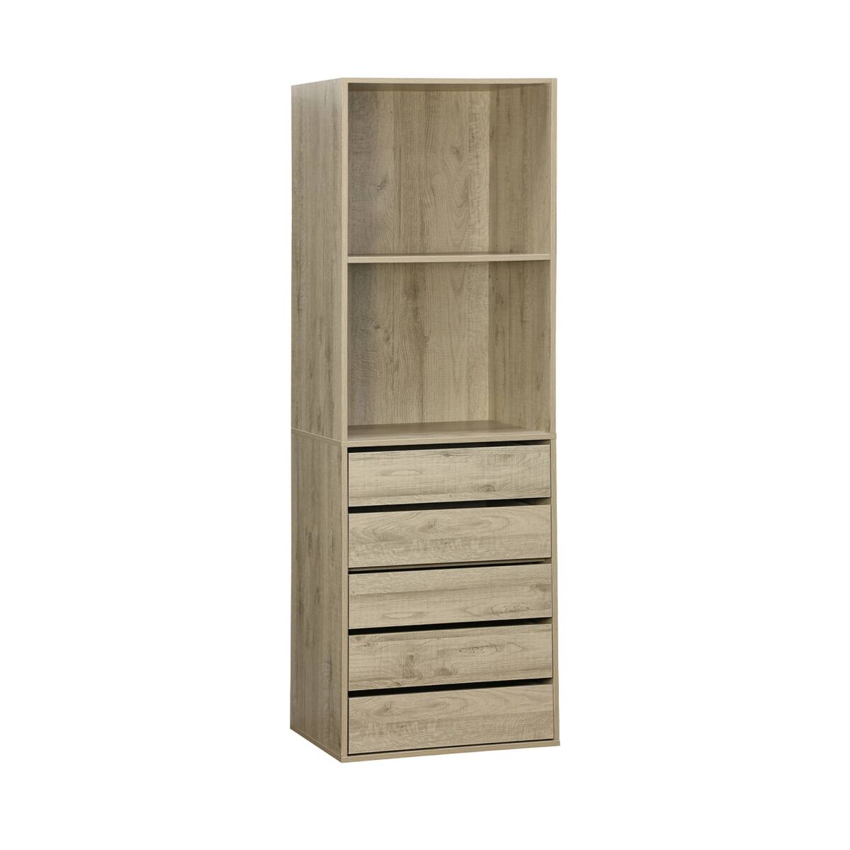 Módulo de roupeiro com 5 gavetas e 2 prateleiras, modulo, natural, 60x45x180 cm
