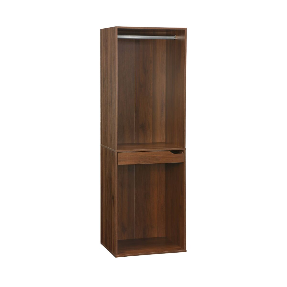 Módulo de guarda-roupa com espaço para pendurar e suporte para calças, modulo, madeira de nogueira, 60x45x180 cm