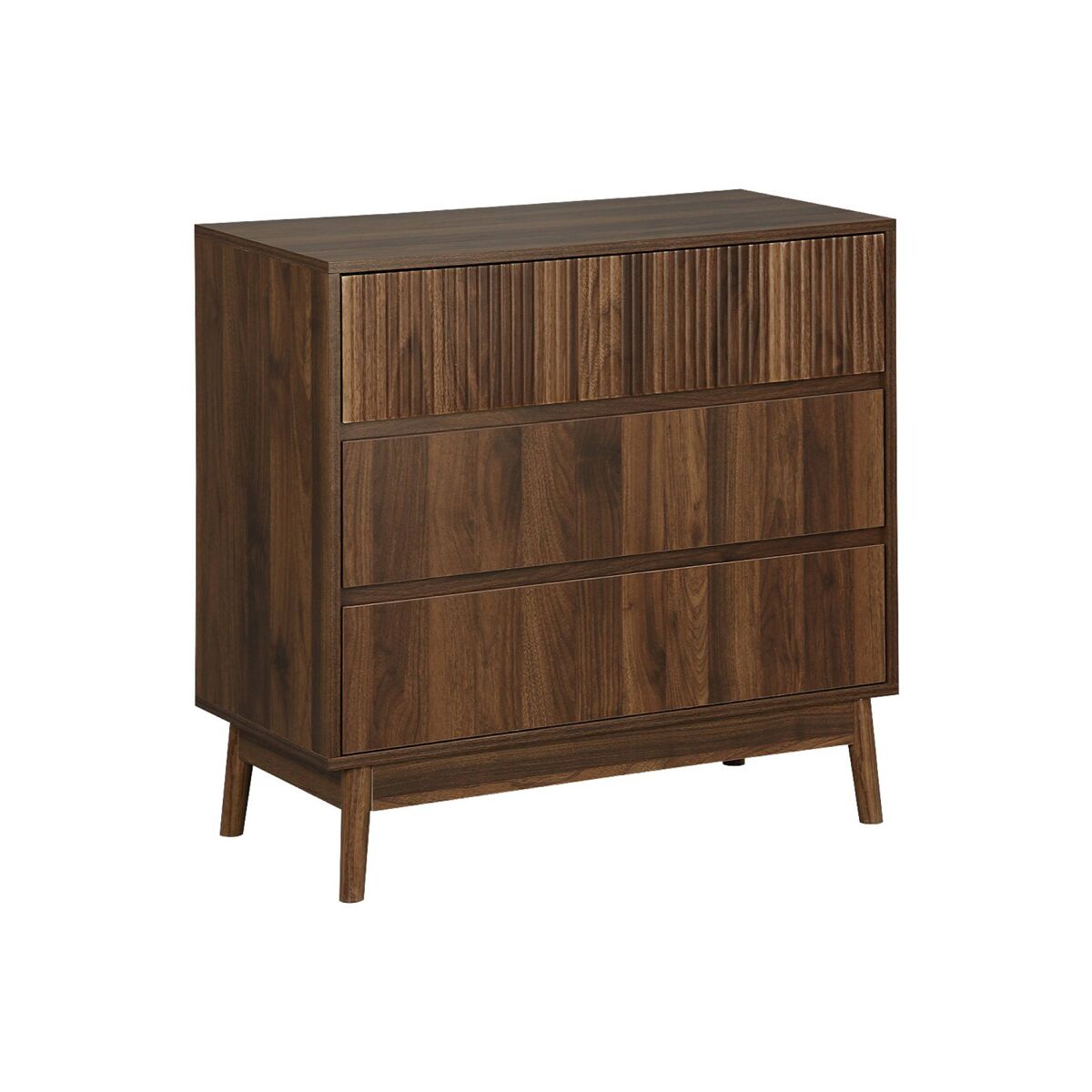Cómoda com efeito de madeira, 3 gavetas, linear, madeira escura, 80x40x80 cm