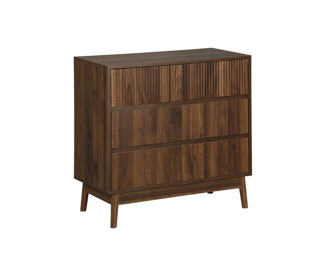 Cómoda com efeito de madeira, 3 gavetas, linear, madeira escura, 80x40x80 cm
