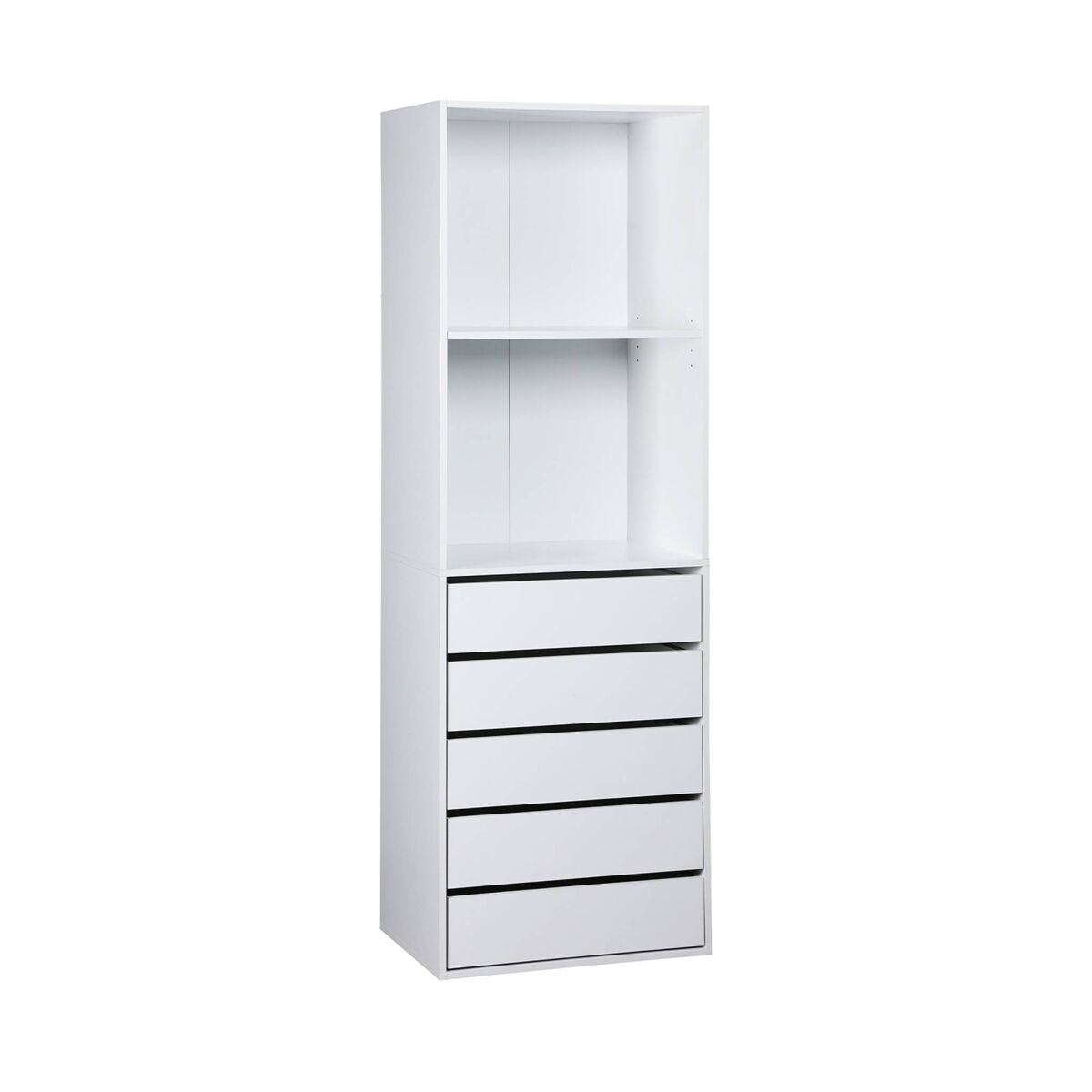 Módulo de roupeiro com 5 gavetas e 2 prateleiras, modulo, branco, 60x45x180 cm