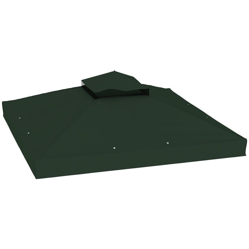 Outsunny teto de substituição para pavilhão, 3x3 m, cobertura de substituição com teto duplo, orifícios de drenagem e proteção upf30+, apenas toldo de