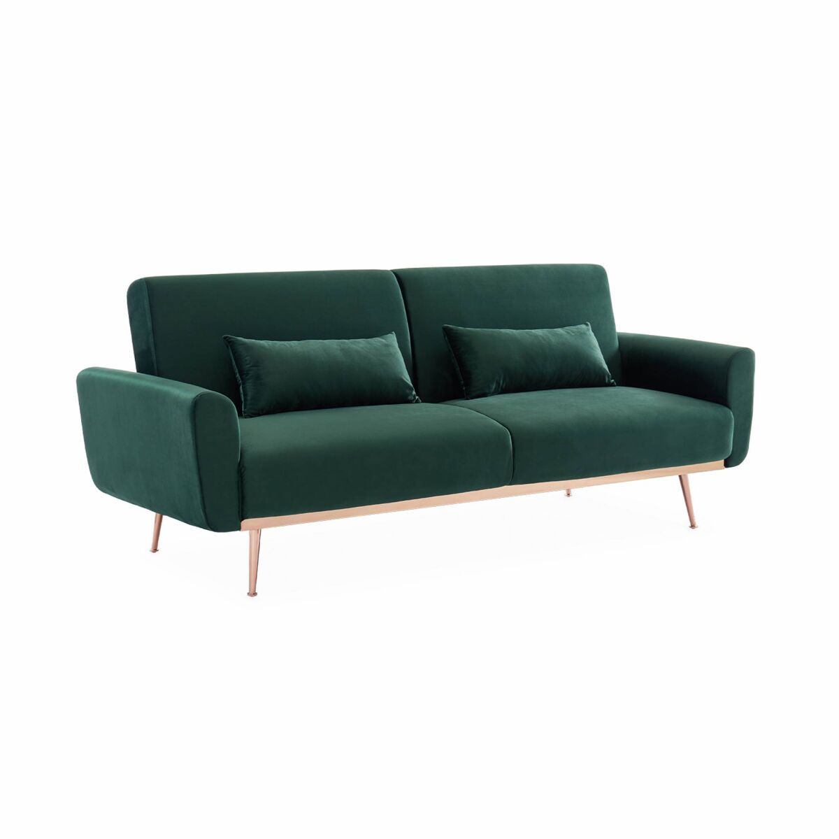 Sofá-cama de veludo de 2 a 3 lugares, oskar veludo, verde inglês, 206.5x84x85 cm