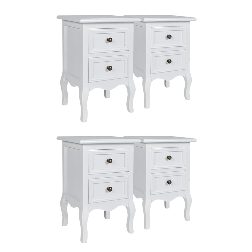 Vidaxl mesas-de-cabeceira com 2 gavetas 4 pcs mdf branco