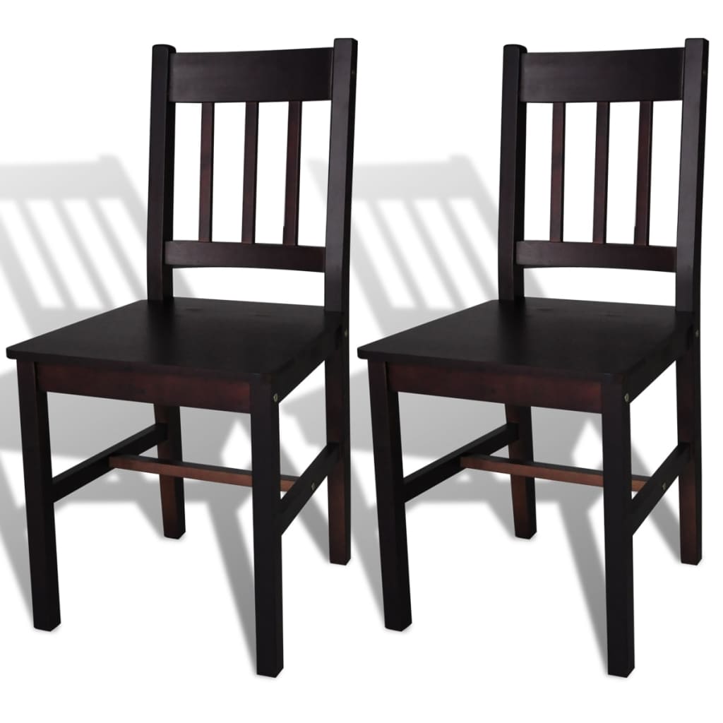 Vidaxl cadeiras de jantar 2 pcs madeira de pinho castanho-escuro