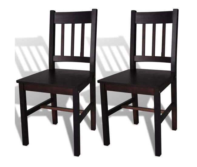 Vidaxl cadeiras de jantar 2 pcs madeira de pinho castanho-escuro