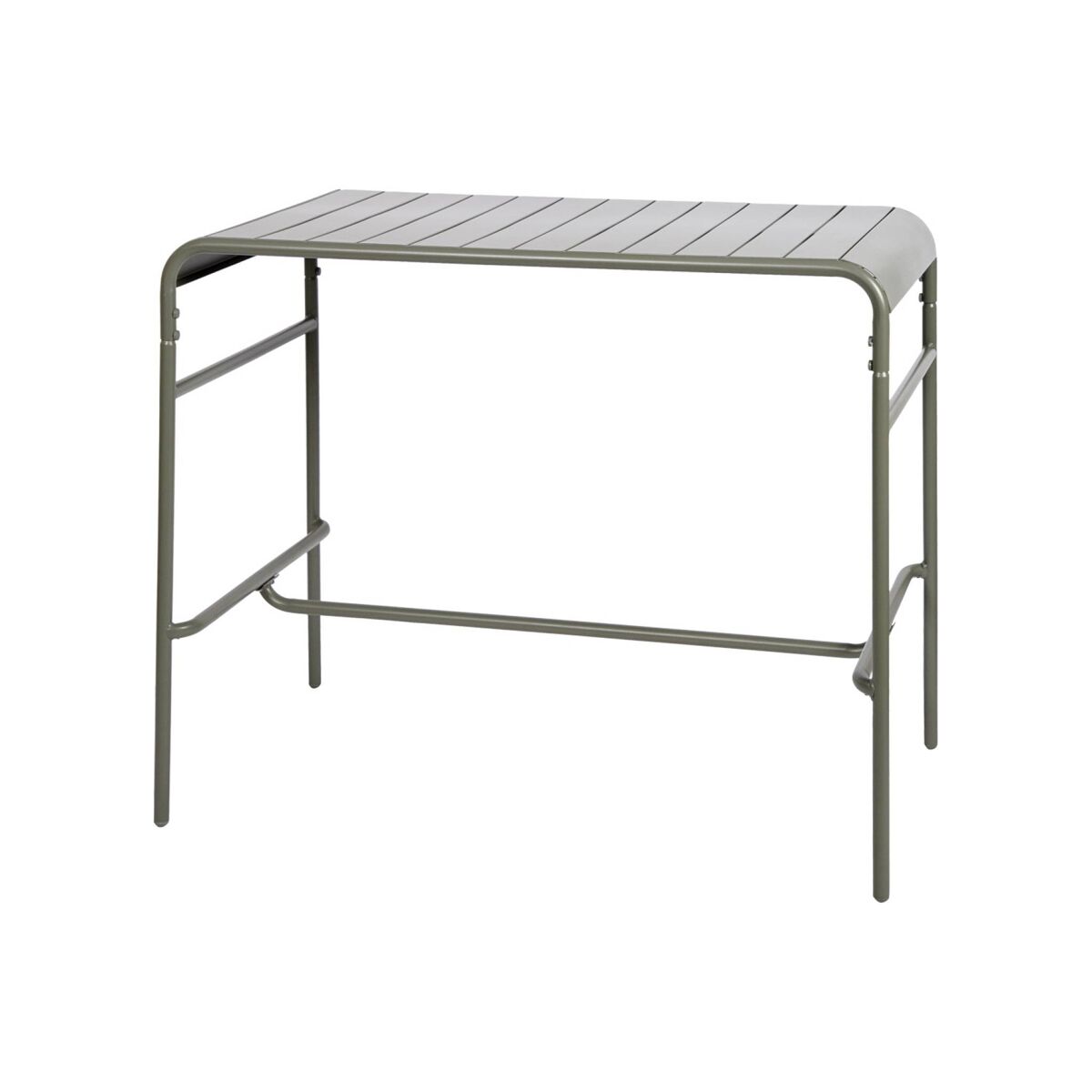 Mesa alta de jardim metálica, 4 lugares, amelia 120cm, verde caqui, 120x70x95 cm