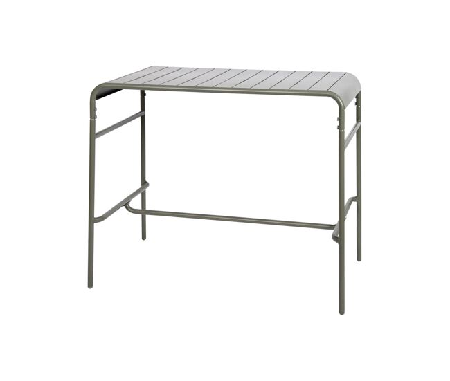 Mesa alta de jardim metálica, 4 lugares, amelia 120cm, verde caqui, 120x70x95 cm