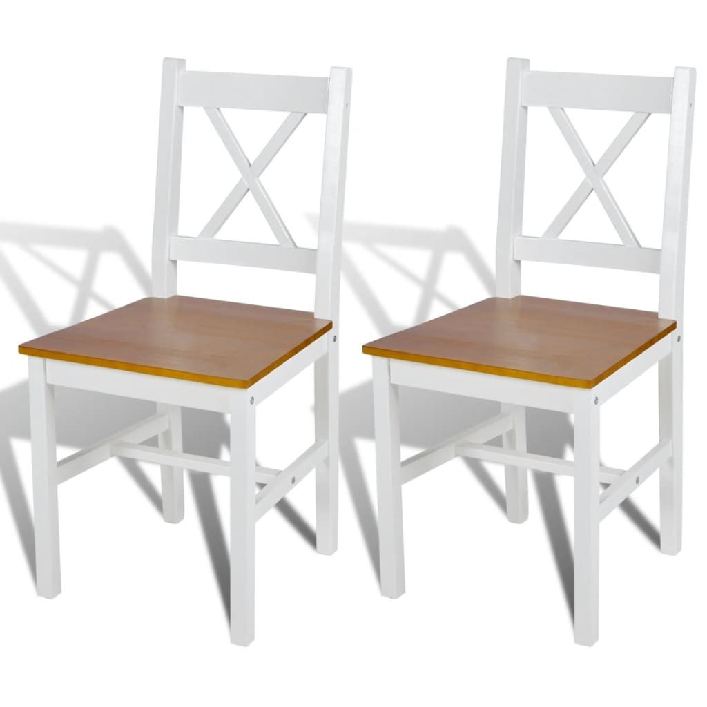 Vidaxl cadeiras de jantar 2 pcs madeira de pinho branco