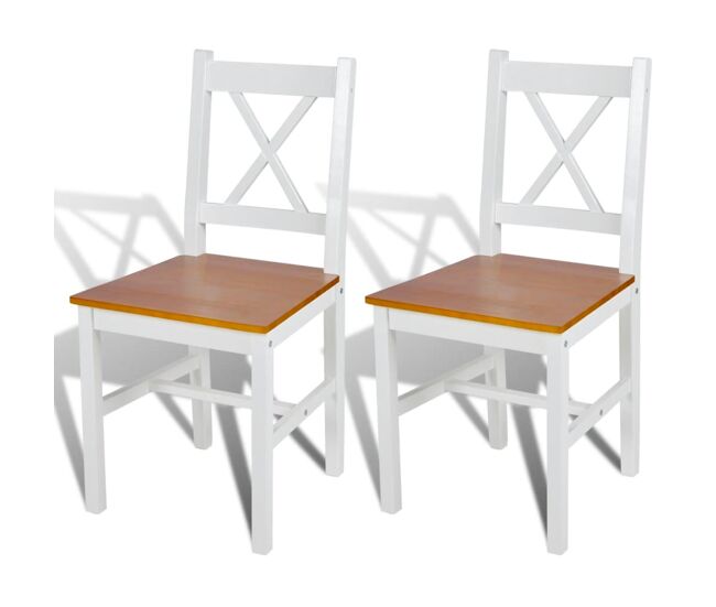 Vidaxl cadeiras de jantar 2 pcs madeira de pinho branco