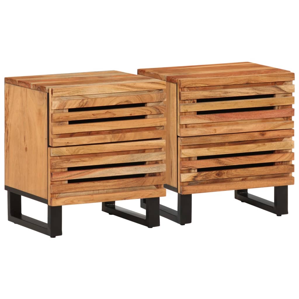 Vidaxl mesas de cabeceira 2 pcs 40x34x46 cm madeira de acácia maciça