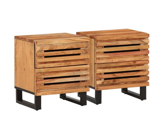 Vidaxl mesas de cabeceira 2 pcs 40x34x46 cm madeira de acácia maciça