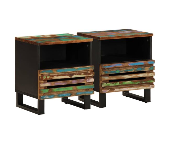 Vidaxl mesas de cabeceira 2 pcs 40x34x46 cm madeira recuperada maciça
