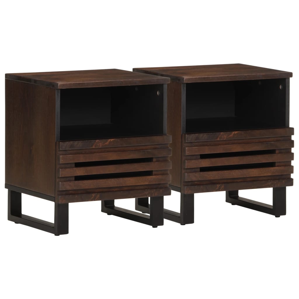 Vidaxl mesas de cabeceira 2 pcs 40x34x46 cm madeira mangueira maciça