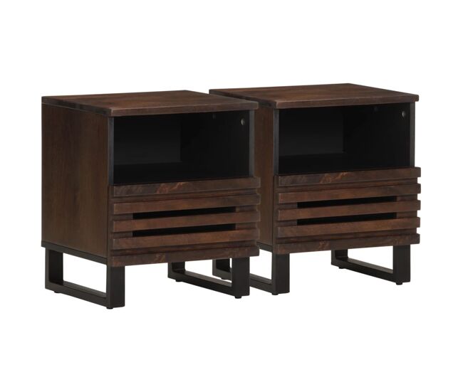 Vidaxl mesas de cabeceira 2 pcs 40x34x46 cm madeira mangueira maciça