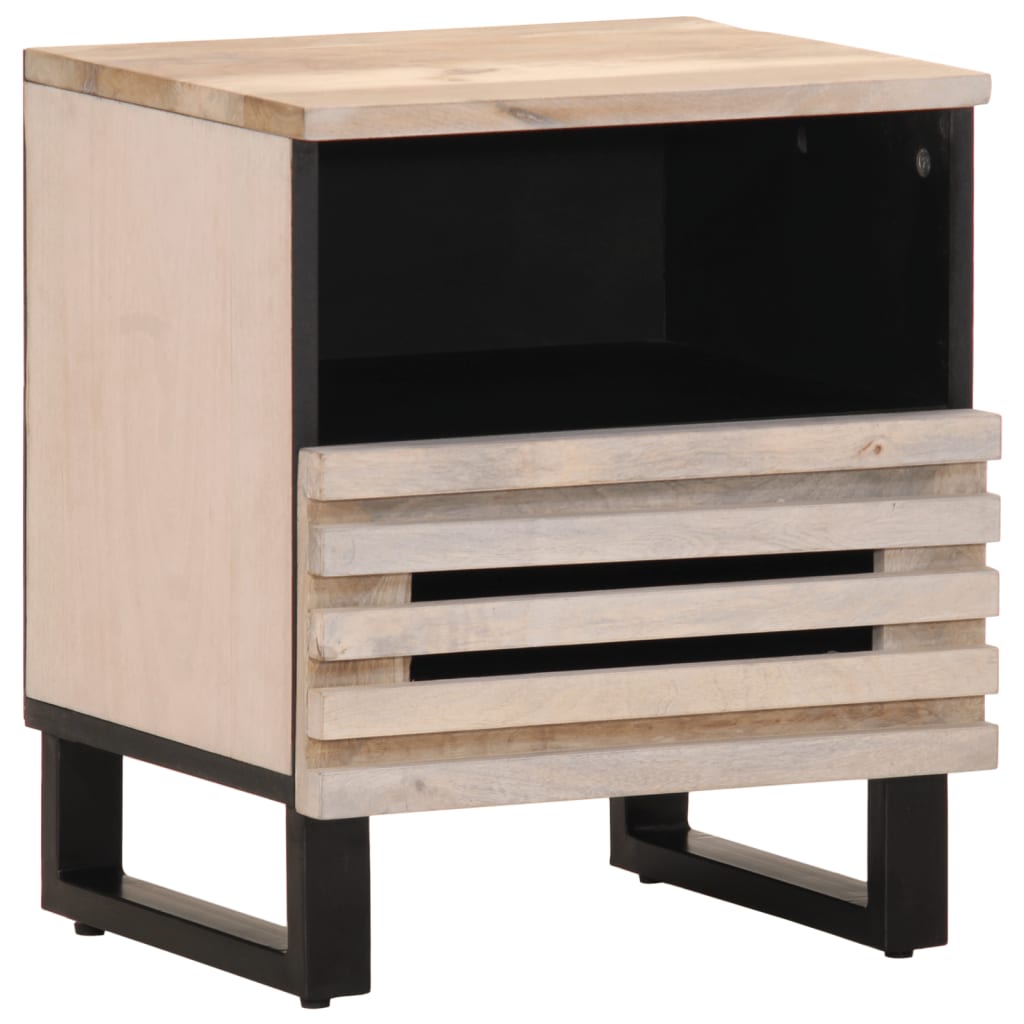 Vidaxl mesa cabeceira 40x34x46 cm madeira mangueira branqueada maciça