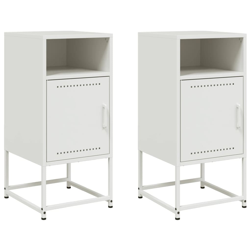 Vidaxl mesas de cabeceira 2 pcs 36x39x78 cm aço branco