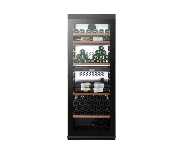 Cave de vinho conectada climadiff millesime190db até 193 garrafas com 2 zonas de temperatura