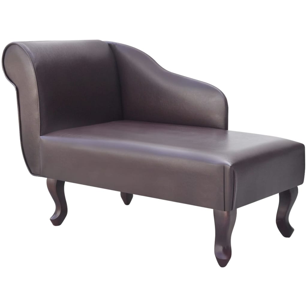 Vidaxl chaise longue couro artificial castanho