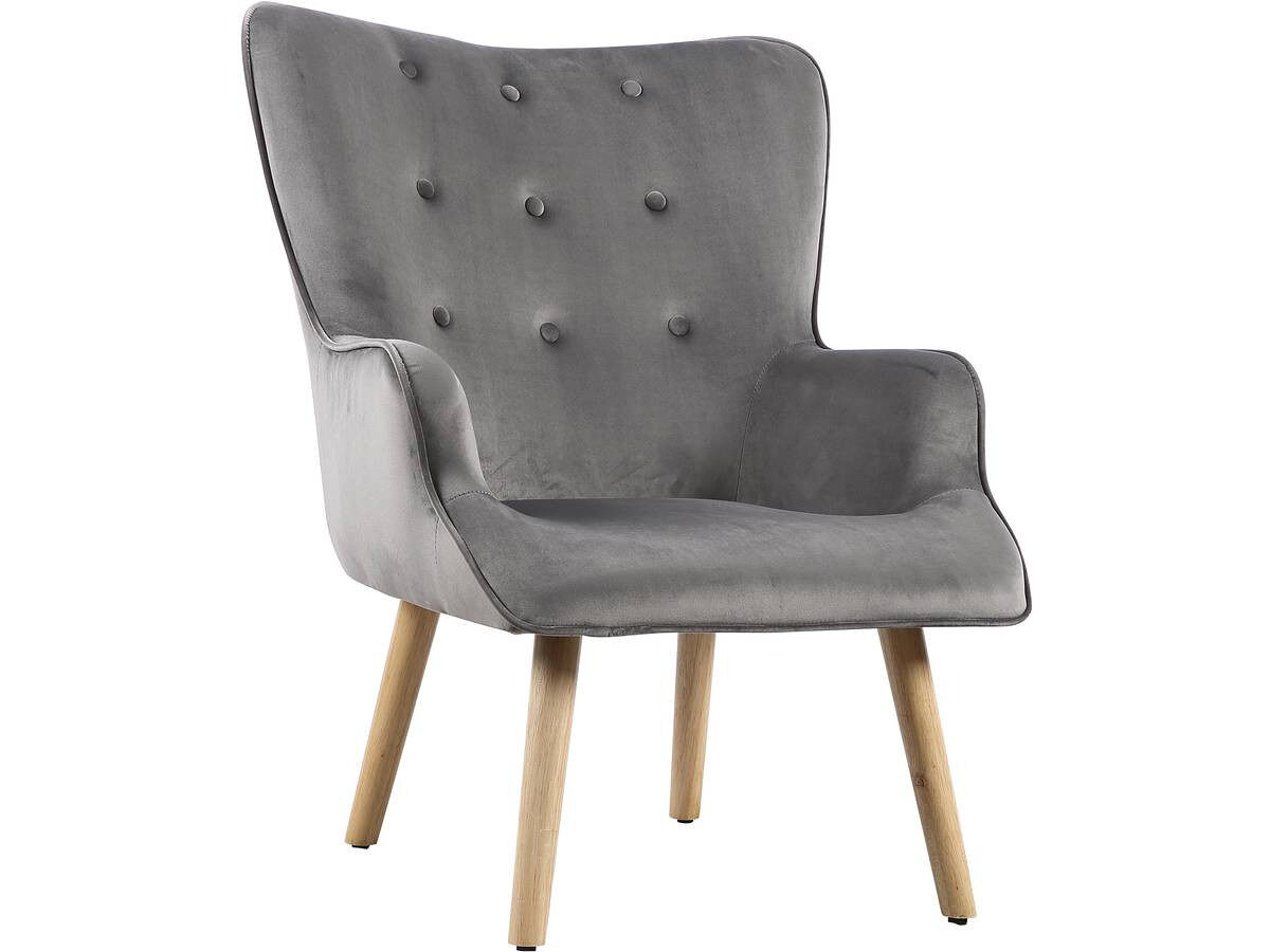 Poltrona de veludo estilo escandinavo "odense" - 73 x 81 x 92,5 cm - 1 lugar - gris