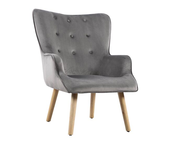 Poltrona de veludo estilo escandinavo "odense" - 73 x 81 x 92,5 cm - 1 lugar - gris