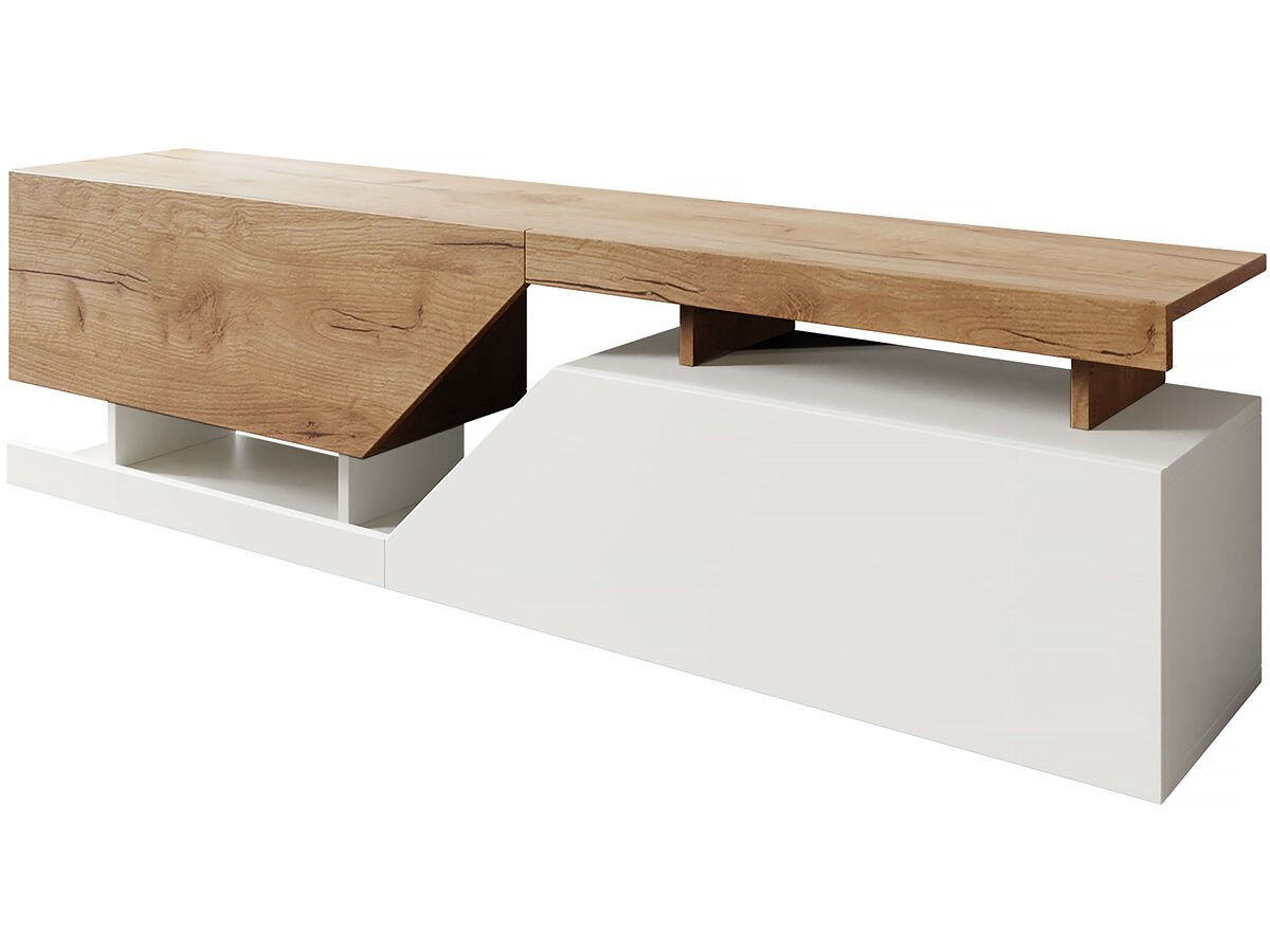 Móvel tv "ceelias" - 160 x 35 x 46 cm - blanc/castanho escuro