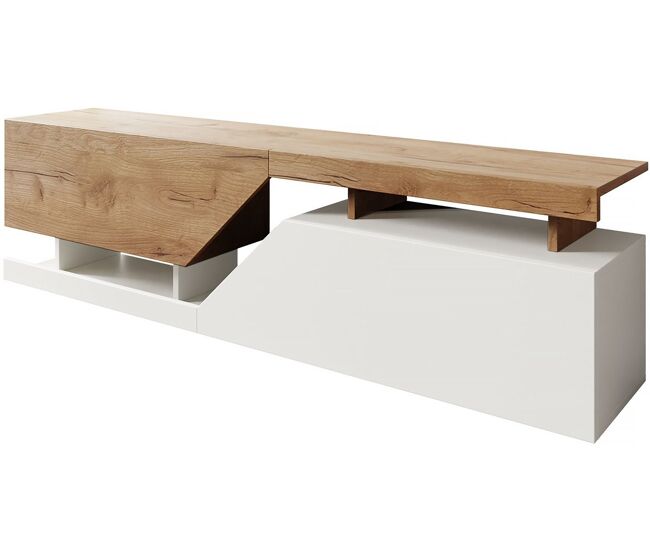 Móvel tv "ceelias" - 160 x 35 x 46 cm - blanc/castanho escuro