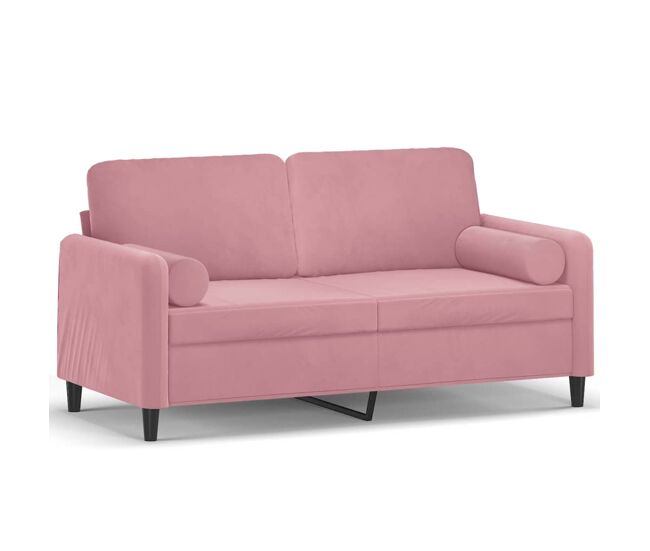 Vidaxl sofá 2 lugares c/ almofadas decorativas 140 cm veludo rosa