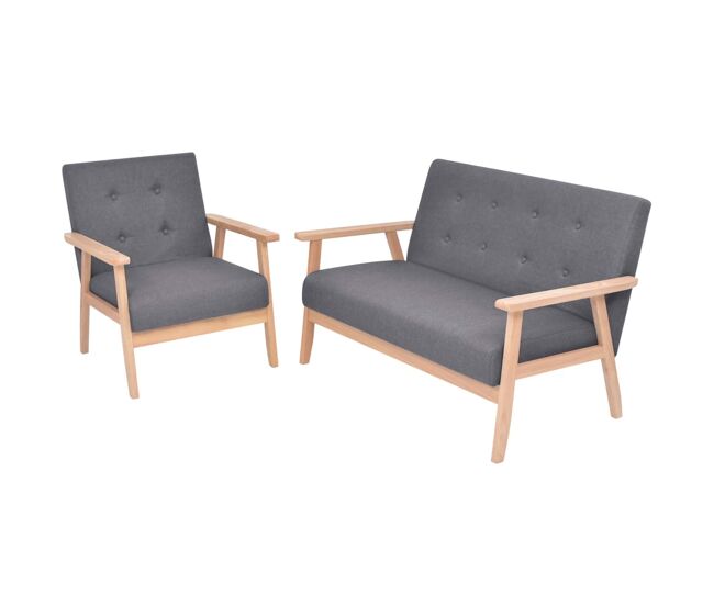 Vidaxl conjunto de sofás 2 pcs tecido cinzento escuro