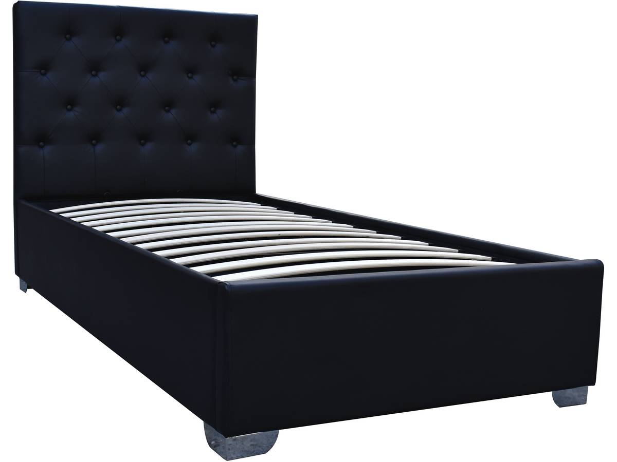 Cama de solteiro com baú "tino" - 90 × 190 cm - preto