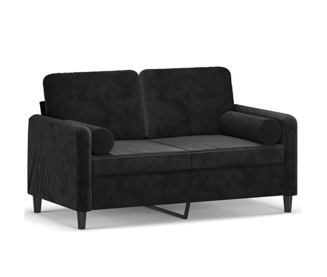 Vidaxl sofá 2 lugares c/ almofadas decorativas 120 cm veludo preto