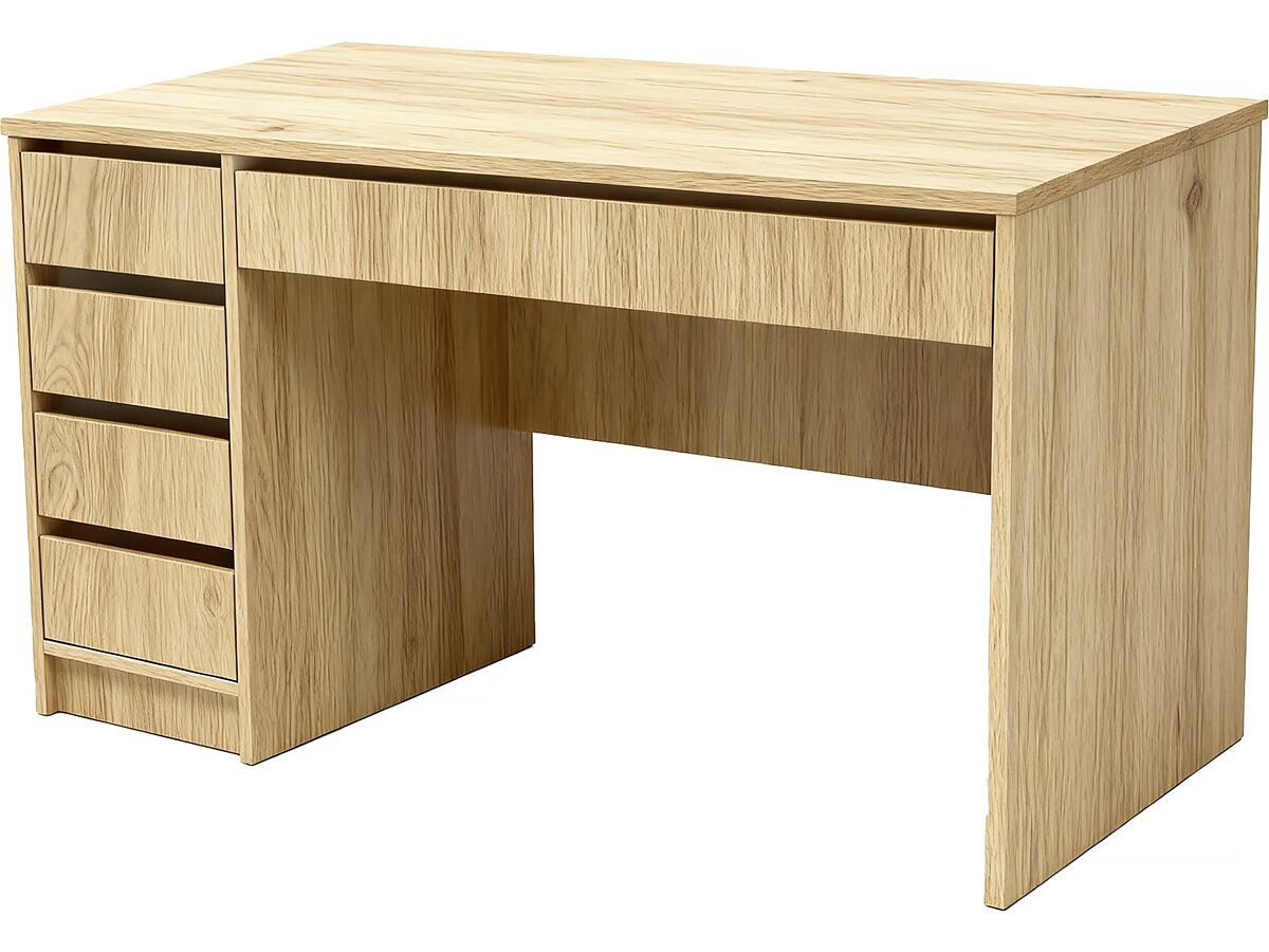 Secretária em madeira "malika" com 5 gavetas - 120 x 75 x 55 cm - castanho