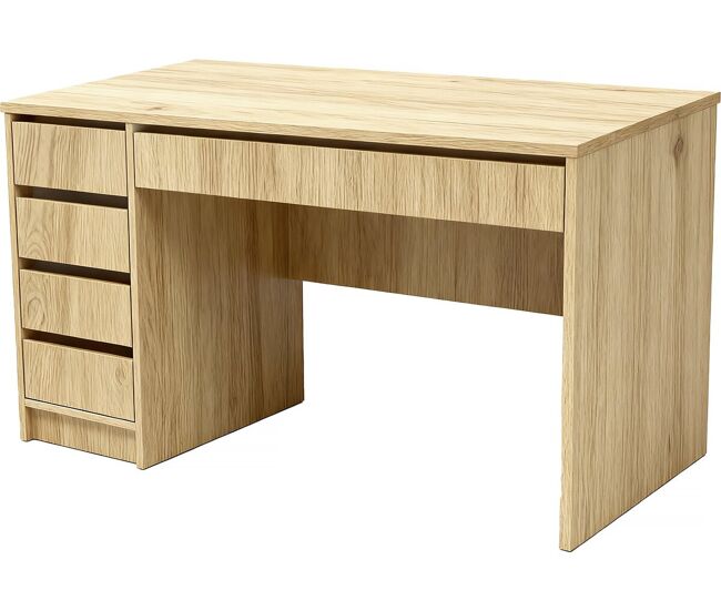 Secretária em madeira "malika" com 5 gavetas - 120 x 75 x 55 cm - castanho