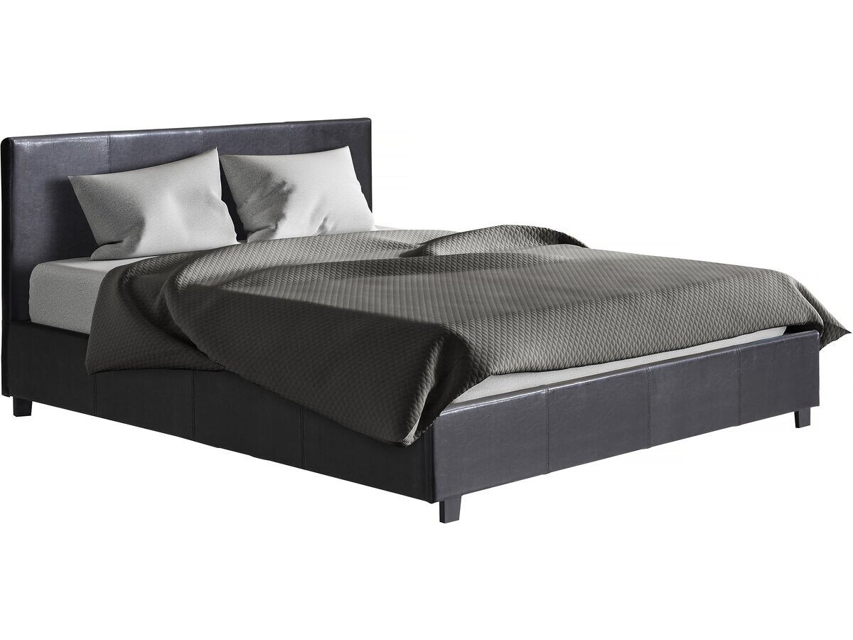 Cama de casal com baú "carla" - 140 x 190 cm - noir