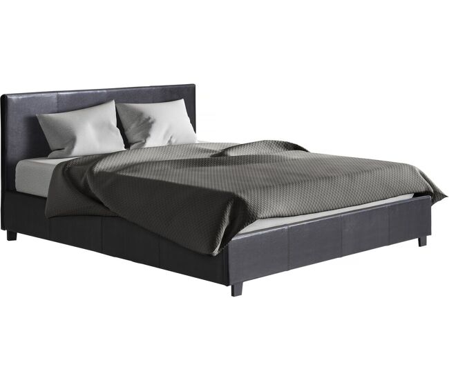 Cama de casal com baú "carla" - 140 x 190 cm - noir