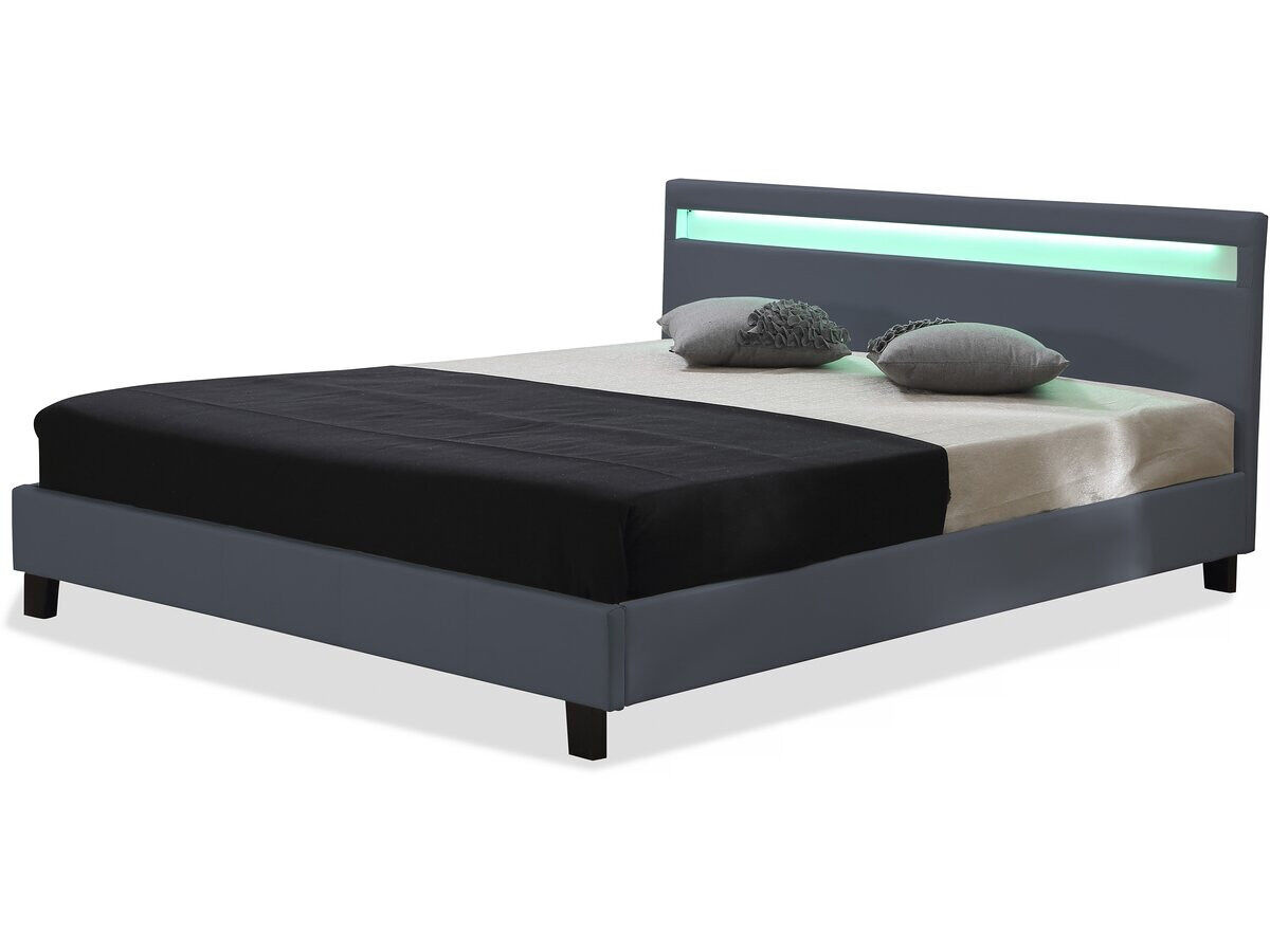 Cama com led "maria" - 160 x 200 cm - gris