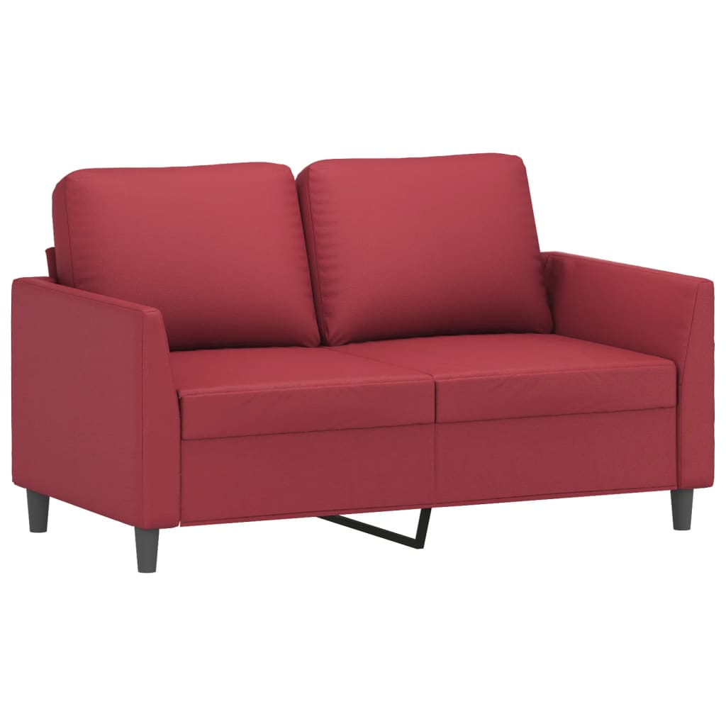Vidaxl sofá de 2 lugares 120 cm couro artificial vermelho tinto