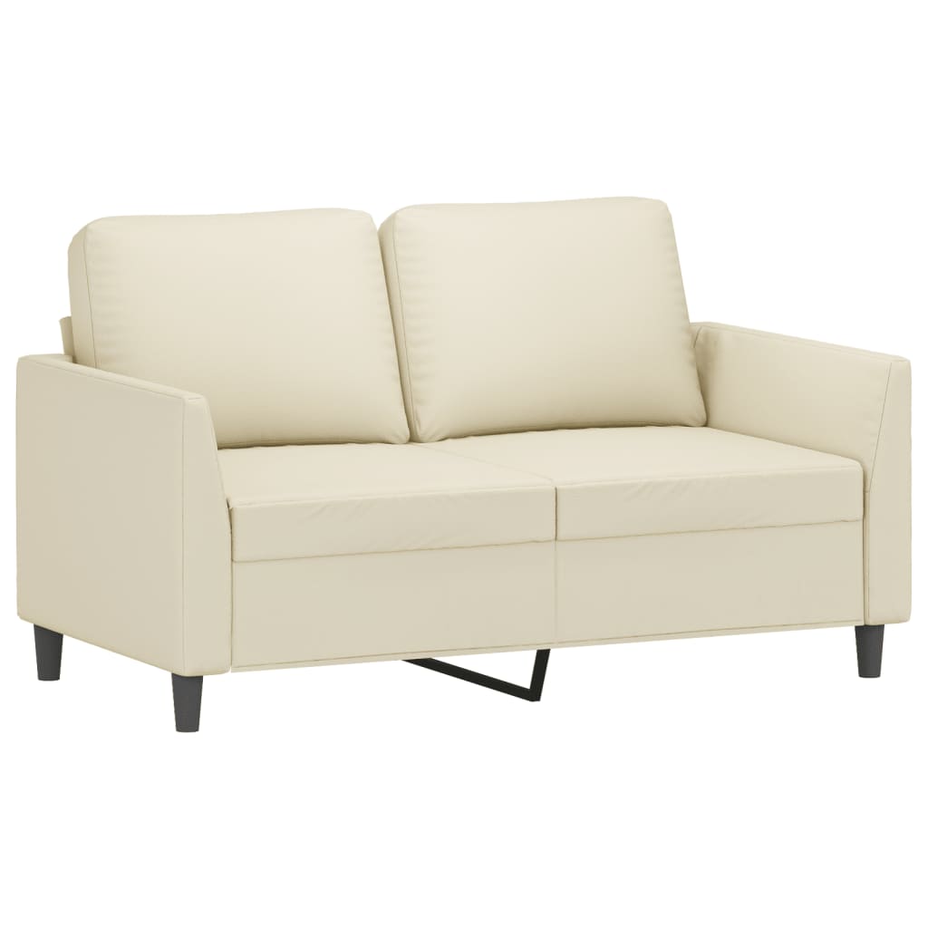 Vidaxl sofá de 2 lugares 120 cm couro artificial cor creme