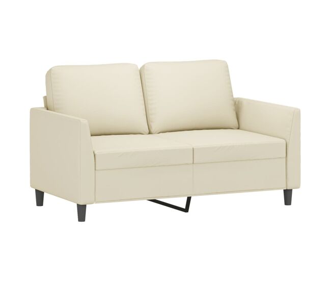 Vidaxl sofá de 2 lugares 120 cm couro artificial cor creme