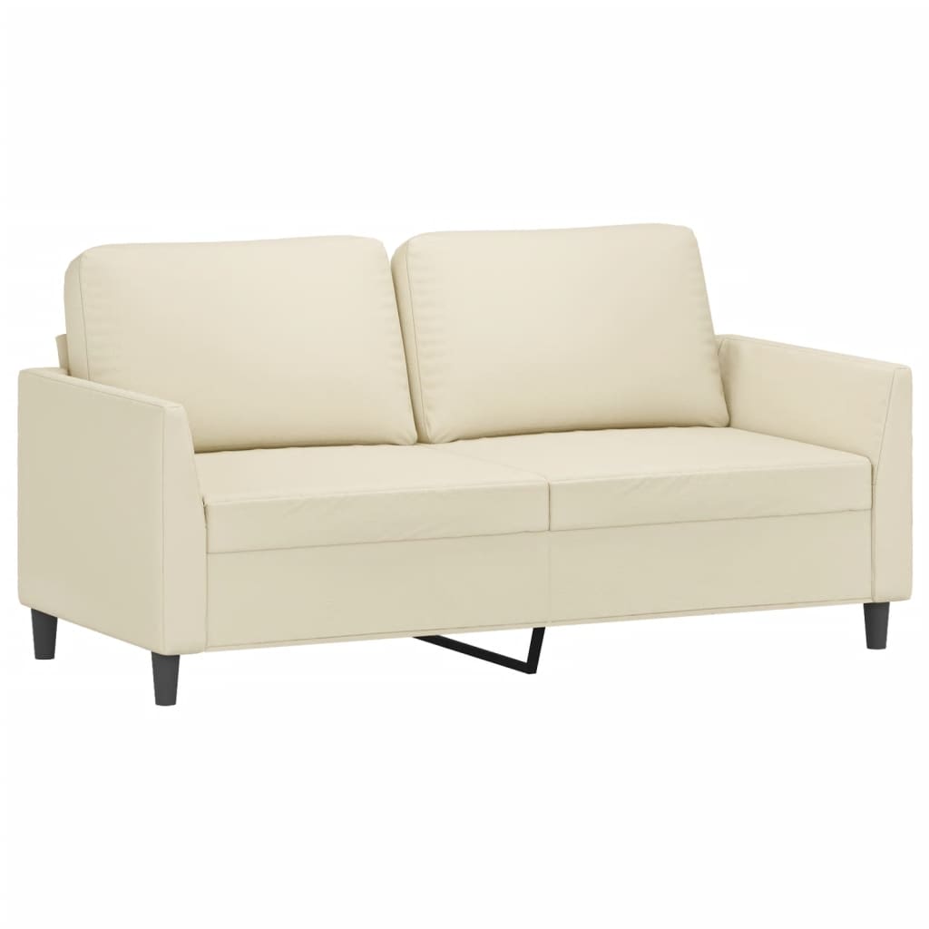 Vidaxl sofá de 2 lugares 140 cm couro artificial cor creme