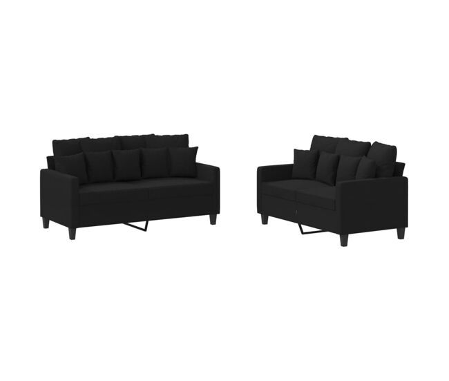Vidaxl 2 pcs conjunto de sofás com almofadões tecido preto