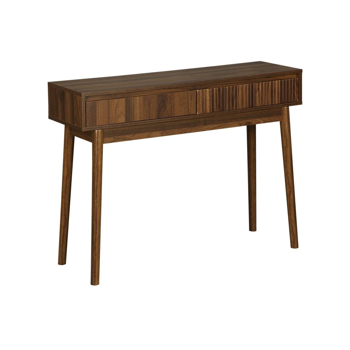 Consola de madeira 2 gavetas, linear, madeira escura, 100x30x75 cm