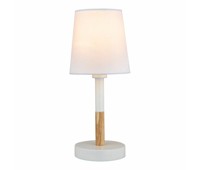 Lâmpada de mesa edm 32016 branco madeira aço 40 w 220-240 v ø 13 x 32 cm