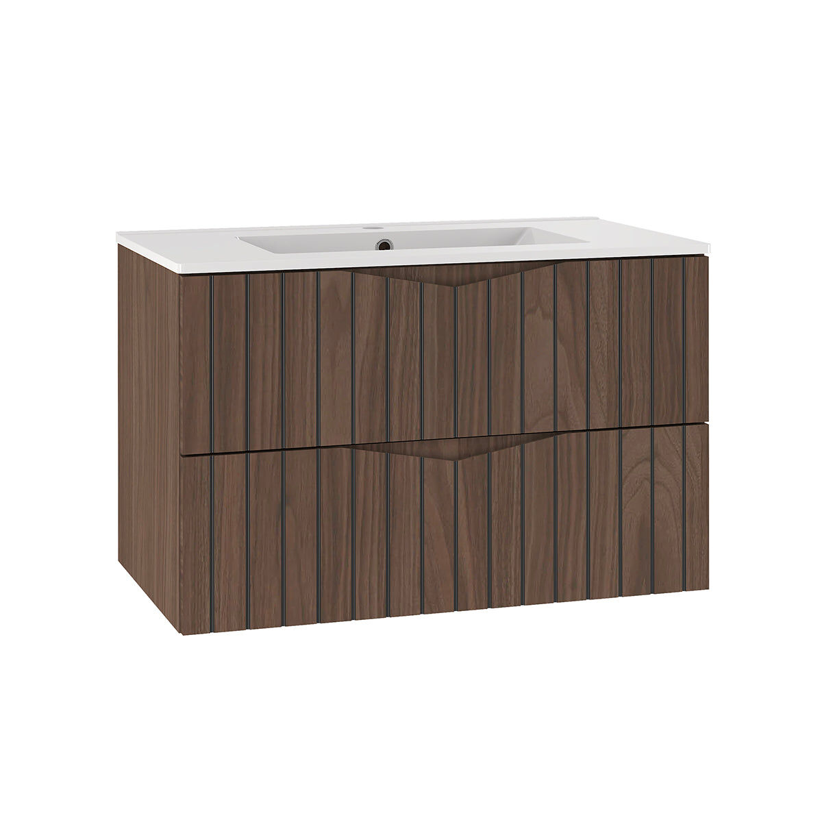 Lavatório individual encastrado 80cm siena madeira e noir