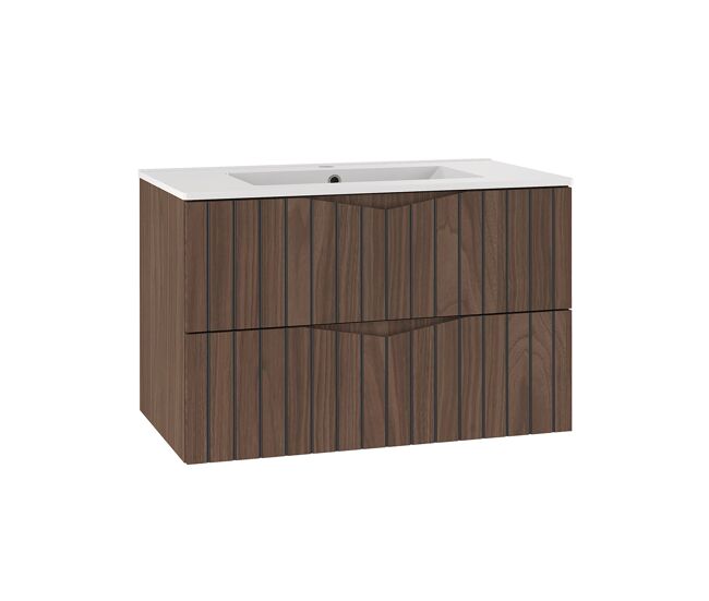 Lavatório individual encastrado 80cm siena madeira e noir
