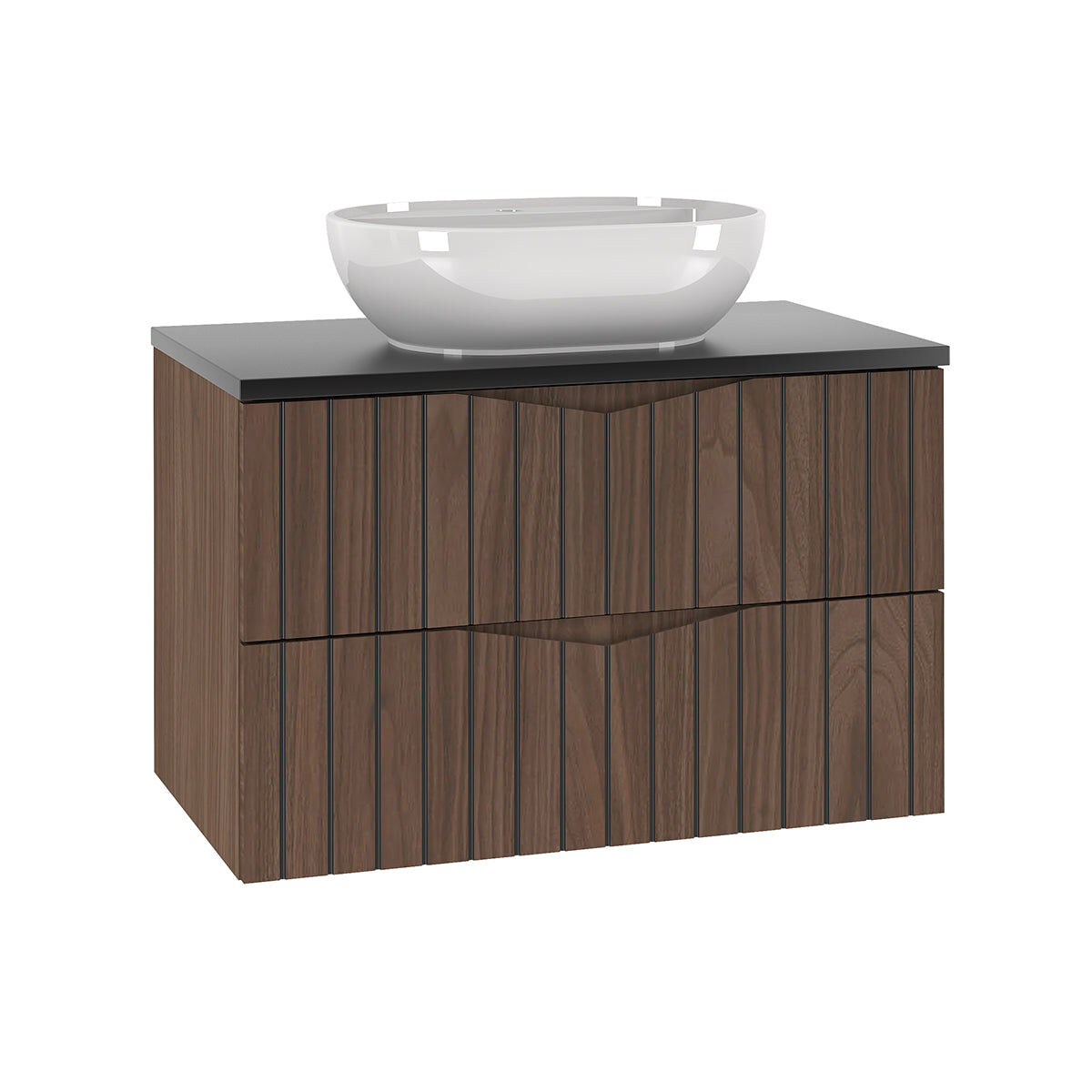 Lavatório individual 80cm siena madeira e preto