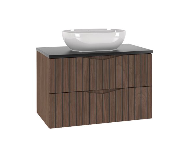 Lavatório individual 80cm siena madeira e preto