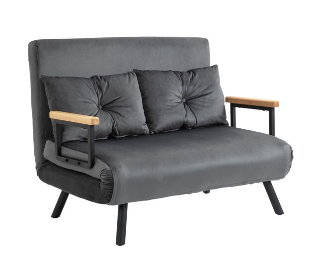 Homcom sofá cama sofá convertível em cama de 2 lugares dobrável com encosto ajustável em 5 níveis e 2 almofadas acolchoadas para escritório dormitório sala de estar 102x73x81 cm gris